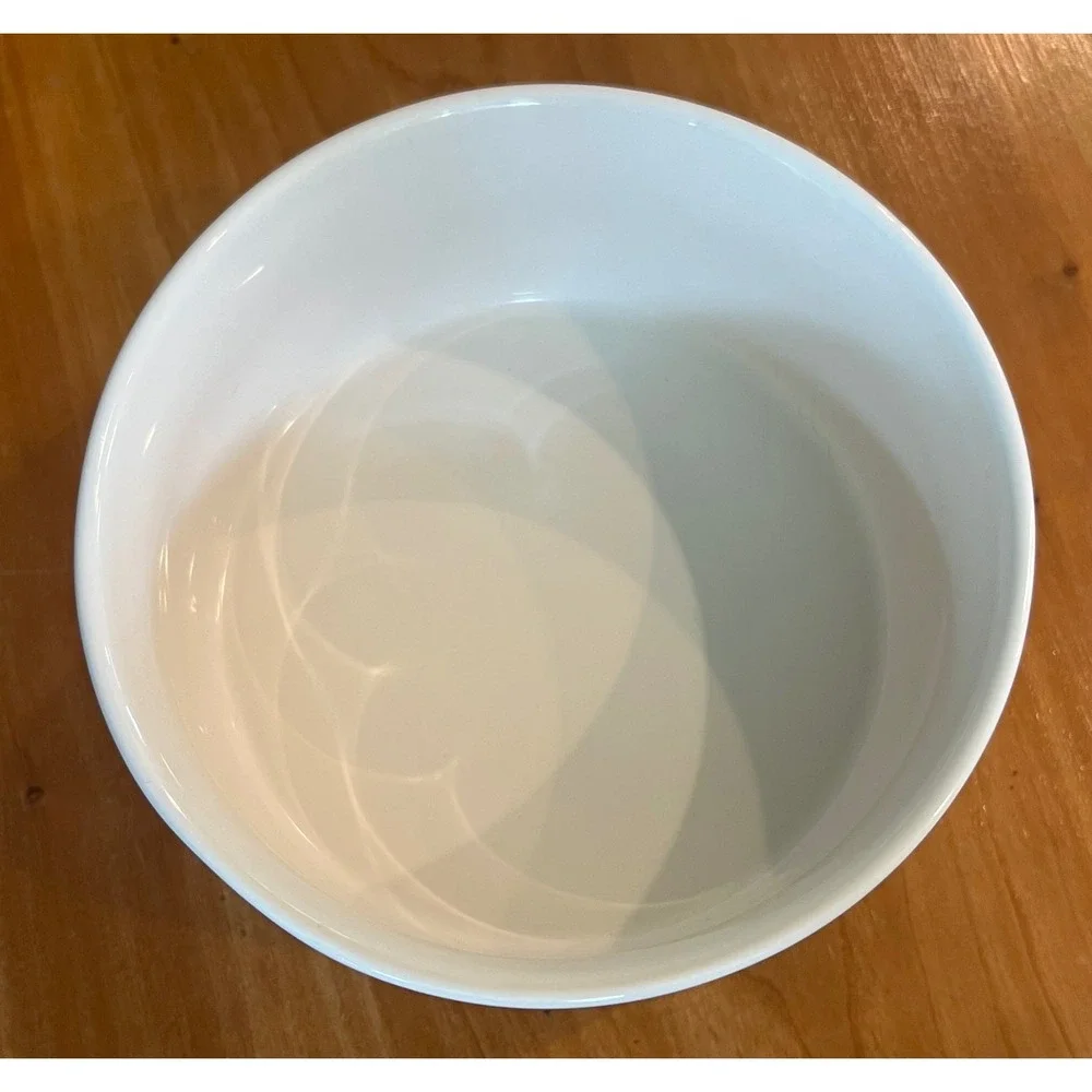 Rae Dunn BARK Ceramic Pet Dog Food Water Bowl White Artisan Collection Magenta